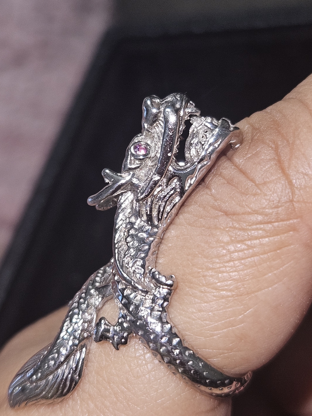 925S Dragon Wrap Ring with Purple Garnet Accent